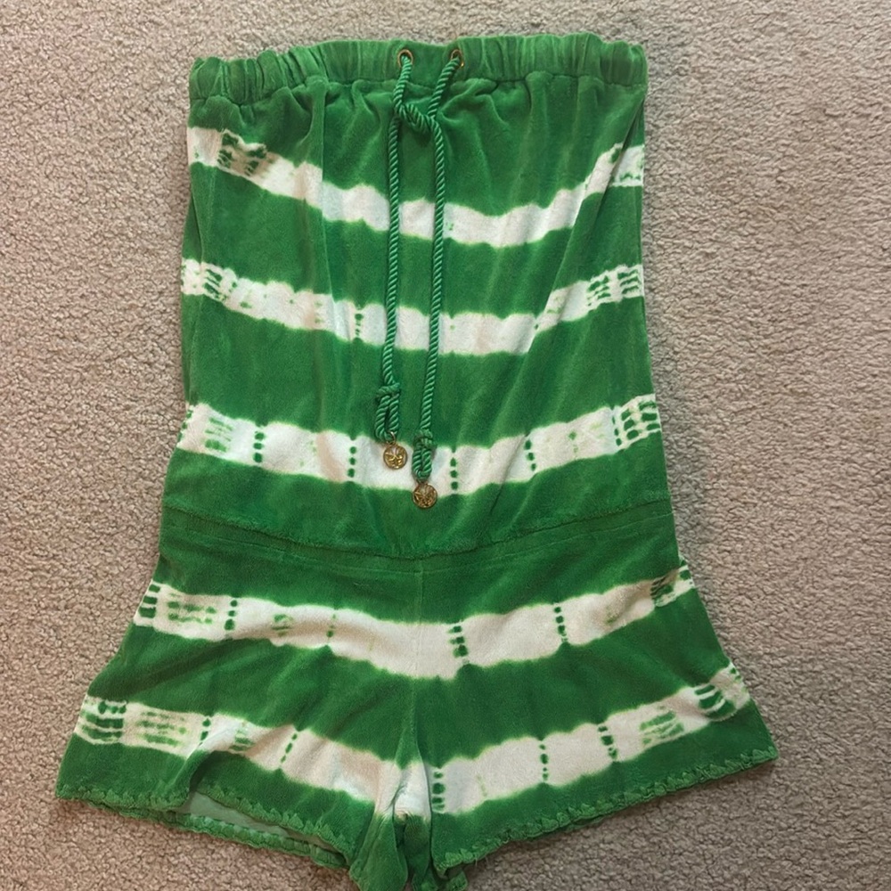 Juicy Couture Green White Tie Dye Romper